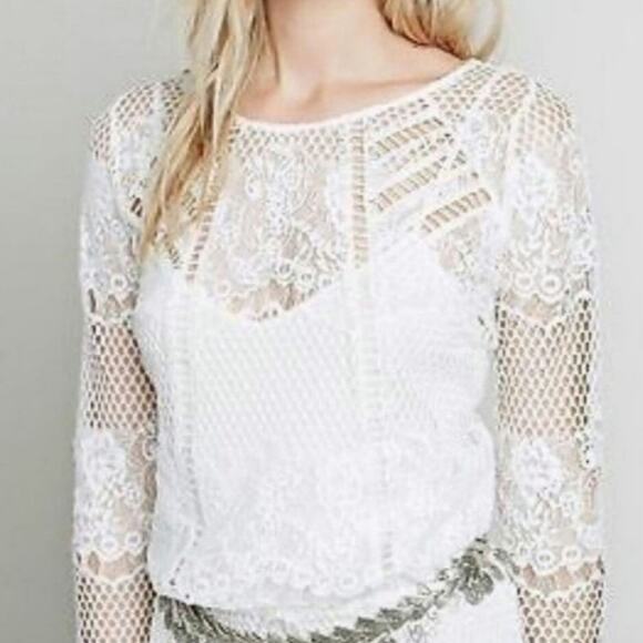 NWT Free People White Luna Lace Sheer Large Dress - Picture 9 of 10